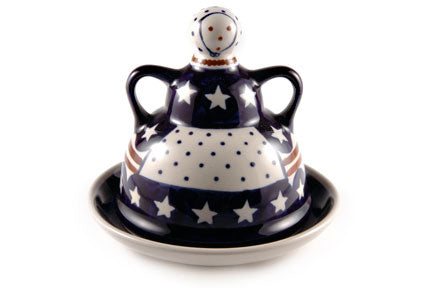 Stars & Stripes Small Cheese Lady Polish Pottery