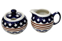 Stars & Stripes Cream & Sugar Set Polish Pottery