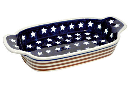 Stars & Stripes Rectangular Serving Dish Polish Pottery