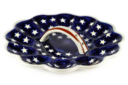 Stars & Stripes Egg Plate Polish Pottery