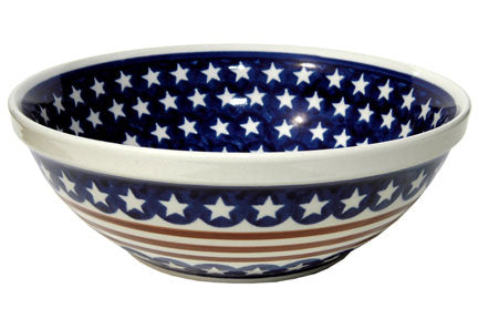 Stars & Stripes Large Serving Bowl Polish Pottery