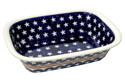Stars & Stripes Loaf Baker Polish Pottery