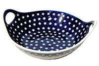 Stars & Stripes Deep Bowl with Handles Polish Pottery