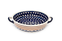 Stars & Stripes Round Casserole with Handles Polish Pottery