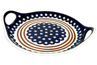 Stars & Stripes Round Serving Tray with Handles Polish Pottery