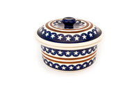 Stars & Stripes Round Baker with Lid Polish Pottery