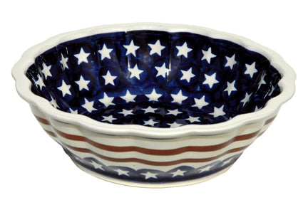 Stars & Stripes Medium Scallop Bowl Polish Pottery