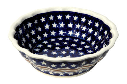 Stars & Stripes Large Scallop Bowl Polish Pottery