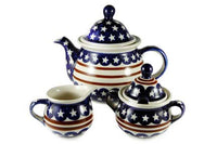 Stars & Stripes Three Piece Tea Set Polish Pottery
