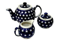 Stars Three Piece Tea Set Polish Pottery
