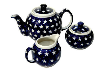 Stars Three Piece Tea Set Polish Pottery