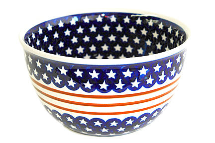 Stars & Stripes Large Mixing Bowl Polish Pottery