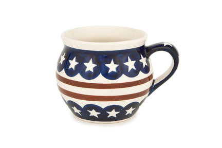 Stars & Stripes Medium Bell Shaped Mug Polish Pottery
