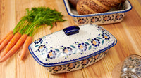 Sunflower Covered Baker Polish Pottery