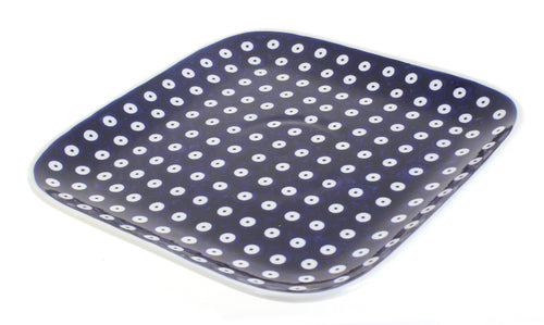 Polish Pottery Dots Large Square Plate