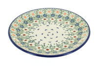 Polish Pottery Green Daisy Dessert Plate