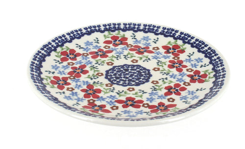Polish Pottery Red Poppy Dessert Plate