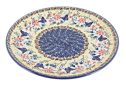 Polish Pottery Blue Butterfly Dinner Plate