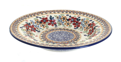 Polish Pottery Red Daisy Soup Plate