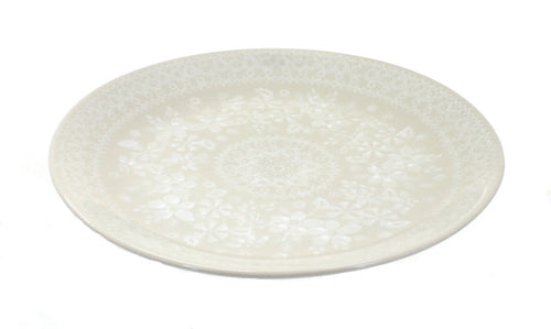 Polish Pottery White Lace Lunch Plate