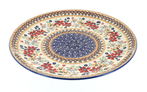 Polish Pottery Red Daisy Large Dinner Plate