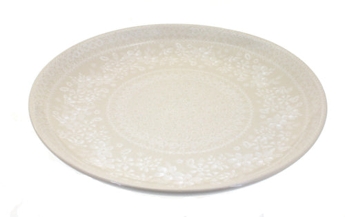 Polish Pottery White Lace Large Dinner Plate