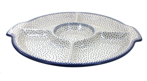 Polish Pottery Small Dots Chip & Dip Plate