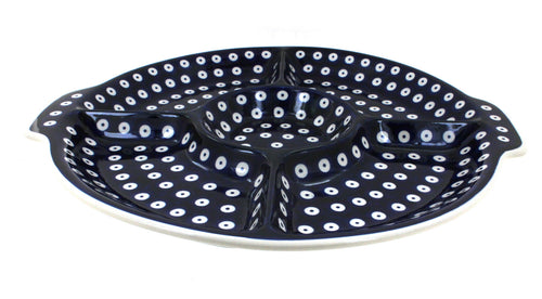 Polish Pottery Dots Chip & Dip Plate