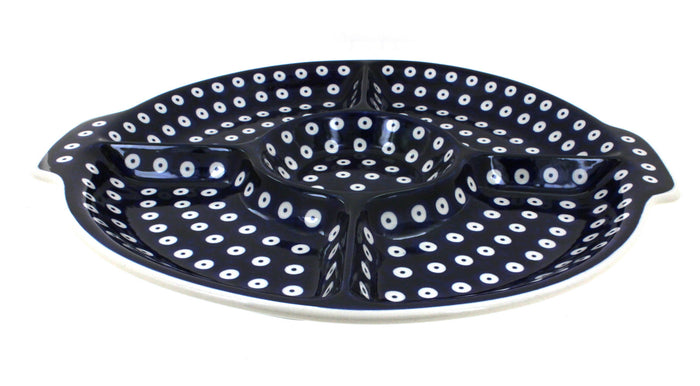 Polish Pottery Dots Chip & Dip Plate