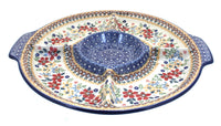 Polish Pottery Red Daisy Chip & Dip Plate