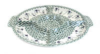Polish Pottery Sage Floral Chip & Dip Plate