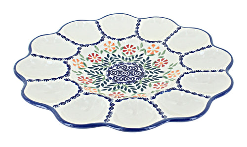 Polish Pottery Garden Bouquet Egg Plate