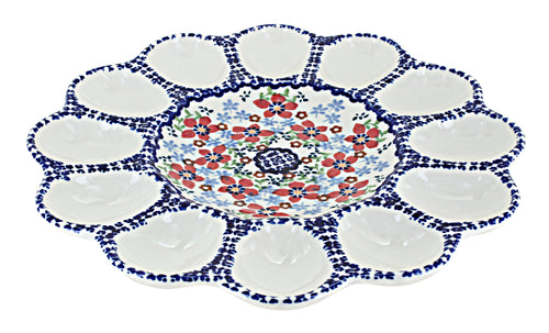Polish Pottery Red Poppy Egg Plate