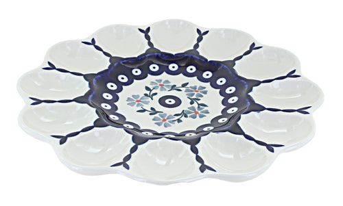 Polish Pottery Blue Violet Egg Plate