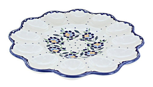 Polish Pottery Sunflower Egg Plate