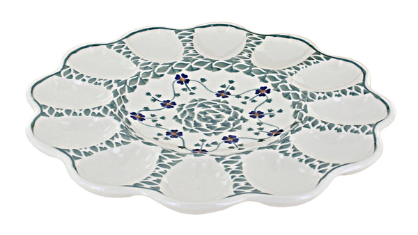 Sage Floral Egg Plate