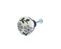 Polish Pottery Blue Violet Drawer Pull