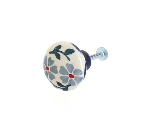 Polish Pottery Blue Violet Drawer Pull