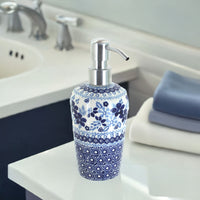 Vintage Blue Daisy Soap Dispenser Polish Pottery