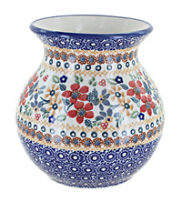Polish Pottery Red Daisy Medium Vase