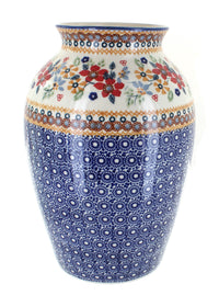 Polish Pottery Red Daisy Large Vase