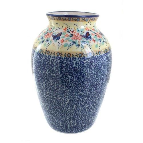 Polish Pottery Blue Butterfly Large Vase