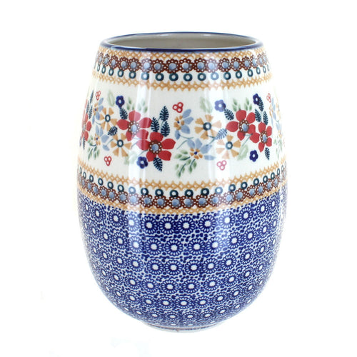 Polish Pottery Red Daisy Vase