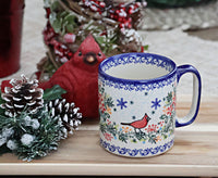 Winter Cardinal Coffee Mug Polish Pottery