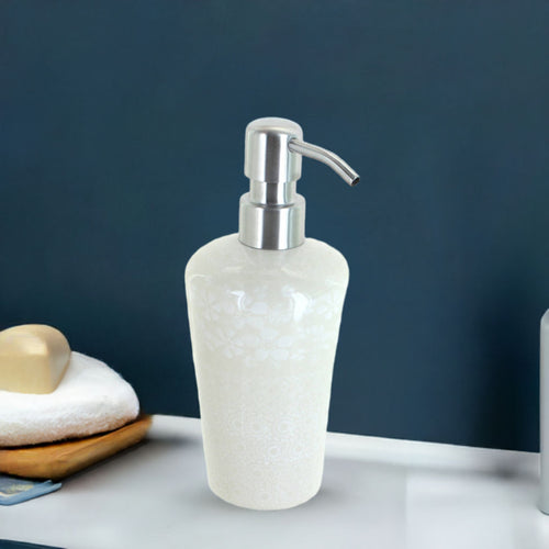 White Lace Soap Dispenser Polish Pottery