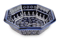 Winter Nights Large Octagonal Bowl Polish Pottery