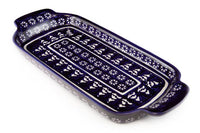 Winter Nights Bread Tray with Handles Polish Pottery