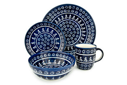 Winter Nights 16 Piece Dinner Set Polish Pottery
