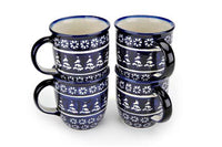 Winter Nights 4 Piece Mug Set Polish Pottery