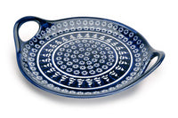 Winter Nights Round Serving Tray with Handles Polish Pottery